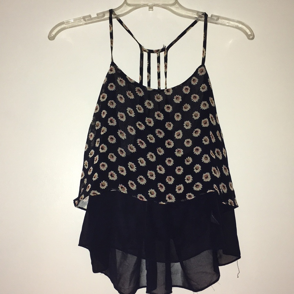 Navy blue daisy layered crop top size large